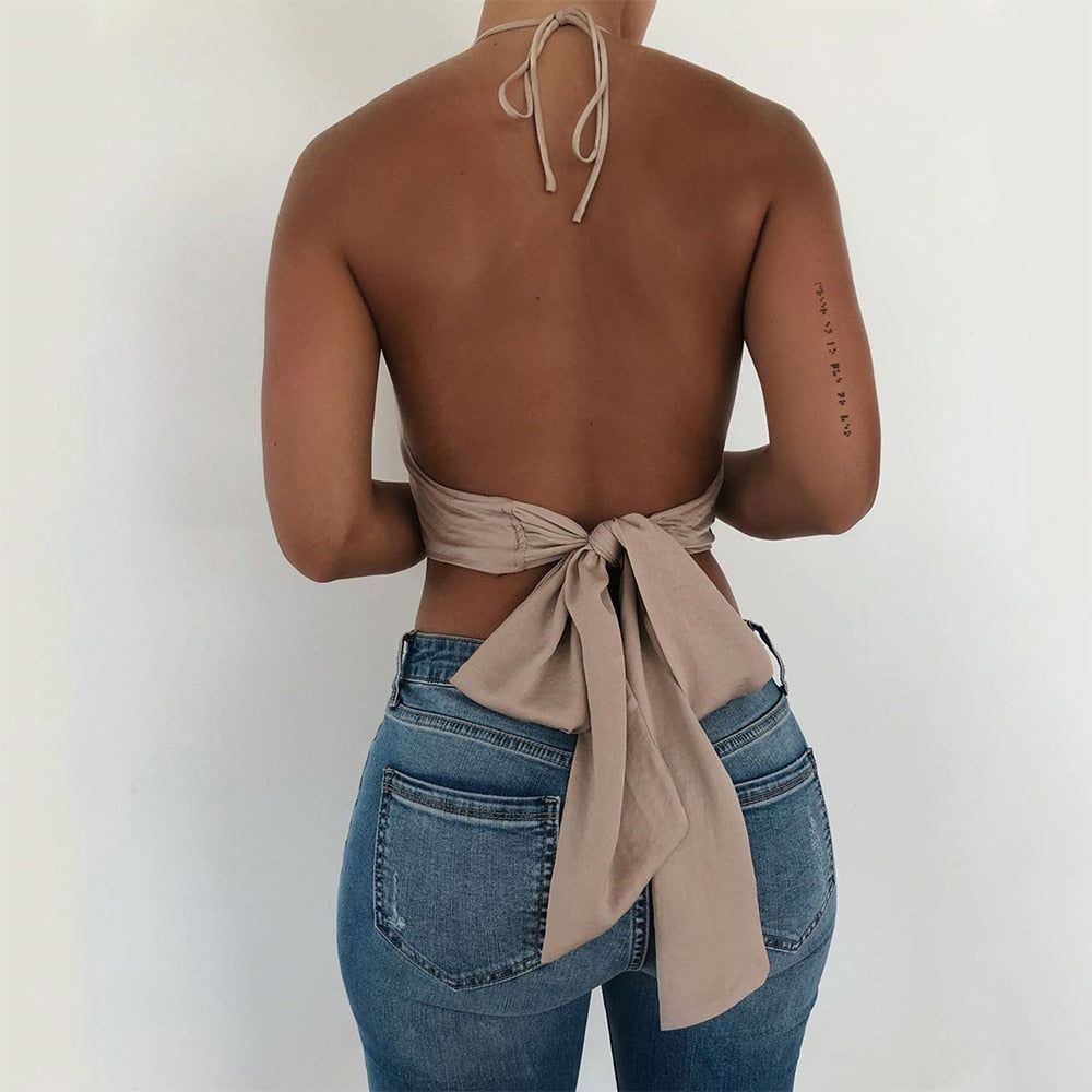 Fashion Satin Halter Crop Top sold by Streetwear Society product image thumbnail 5