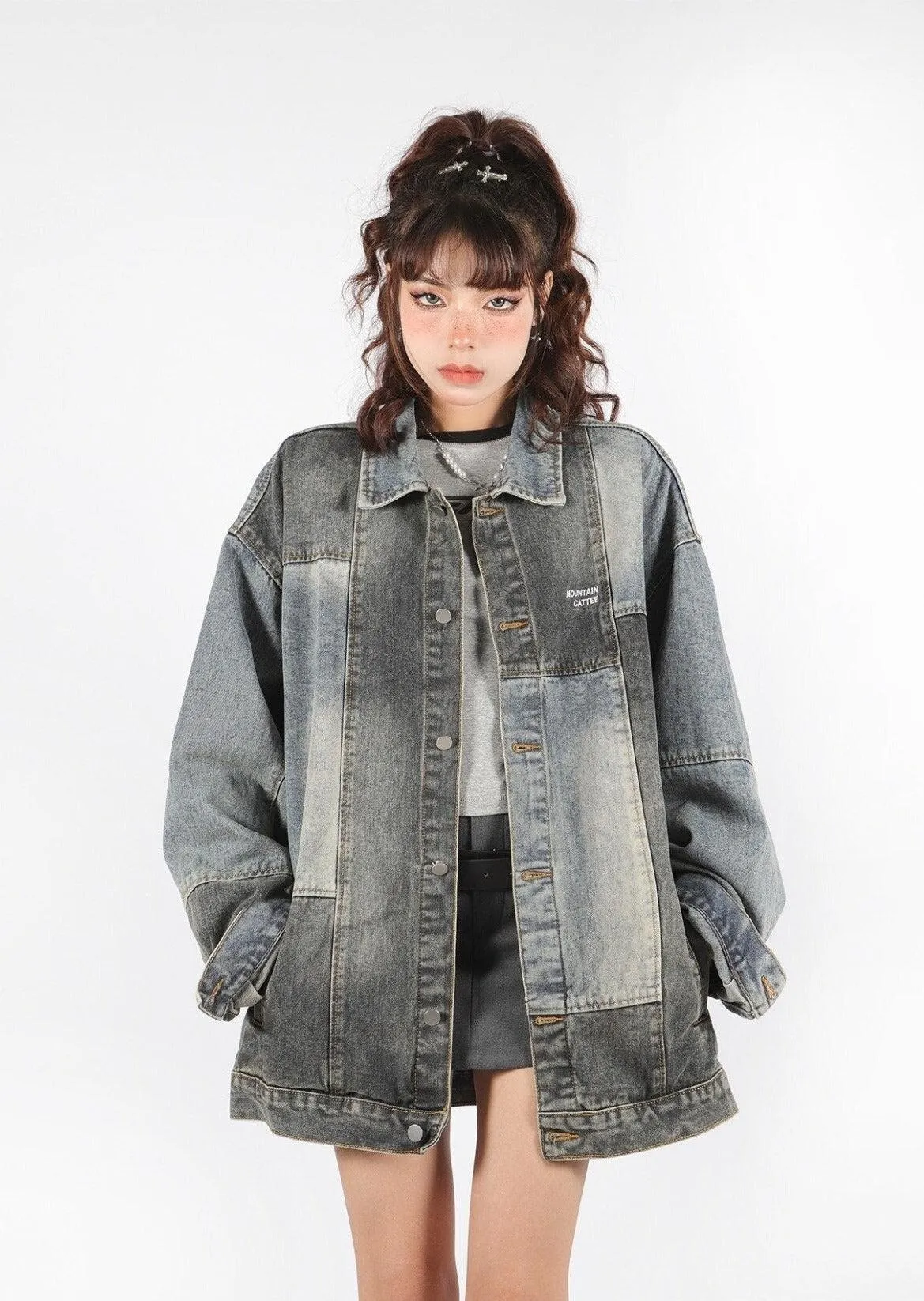 Patchwork Oversized Denim Jacket sold by Streetwear Society