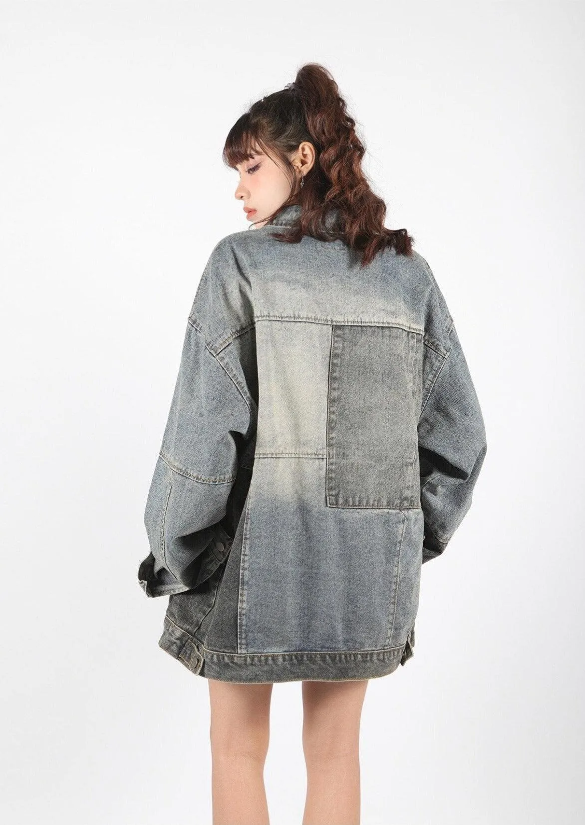 Patchwork Oversized Denim Jacket sold by Streetwear Society product image thumbnail 3