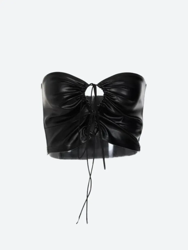 Baddie Faux Leather Lace Up Crop Top sold by Streetwear Society product image thumbnail 2