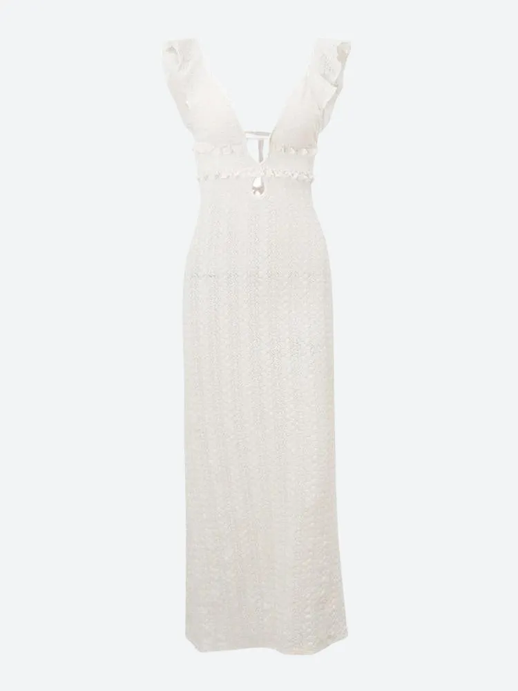 Lace Backless Plunge Neck Maxi Dress sold by Streetwear Society product image thumbnail 3