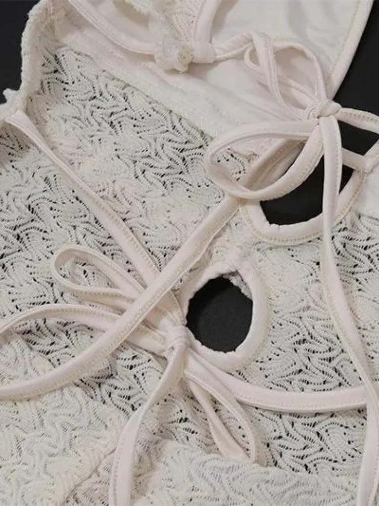 Lace Backless Plunge Neck Maxi Dress sold by Streetwear Society product image thumbnail 4