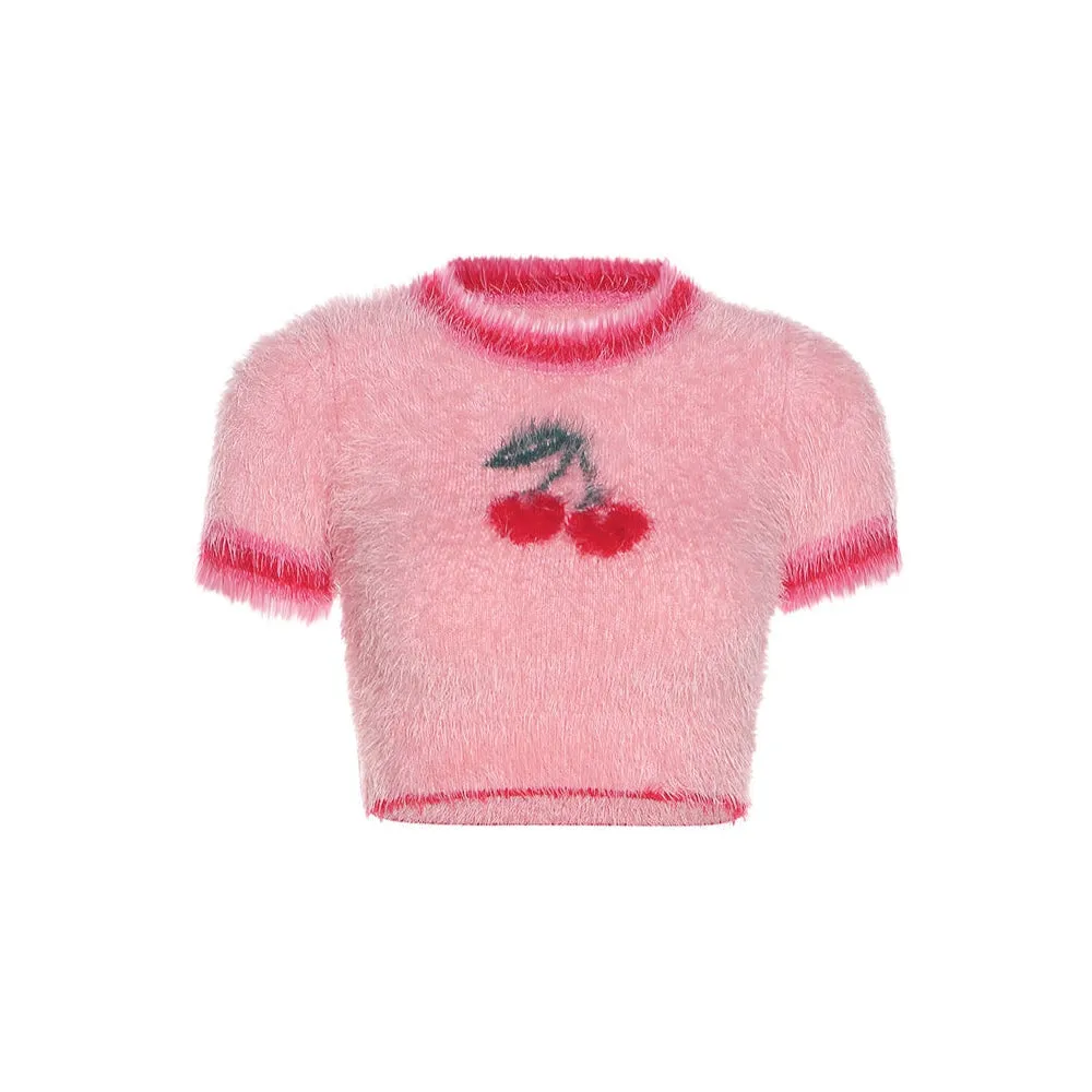 Cherry Fuzzy Crop Top sold by Streetwear Society product image thumbnail 3