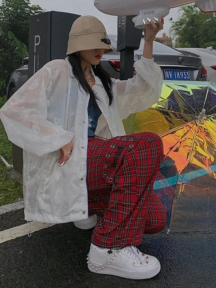 Cargo Pants Red Punk Checkered Pattern sold by Streetwear Society product image thumbnail 3