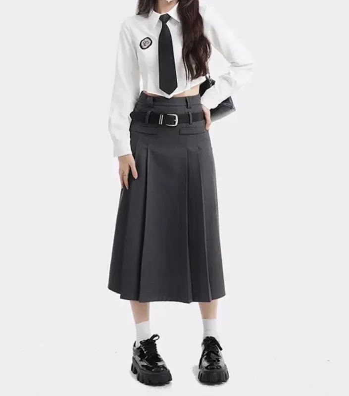 College Girl Pleated Midi Skirt sold by Streetwear Society