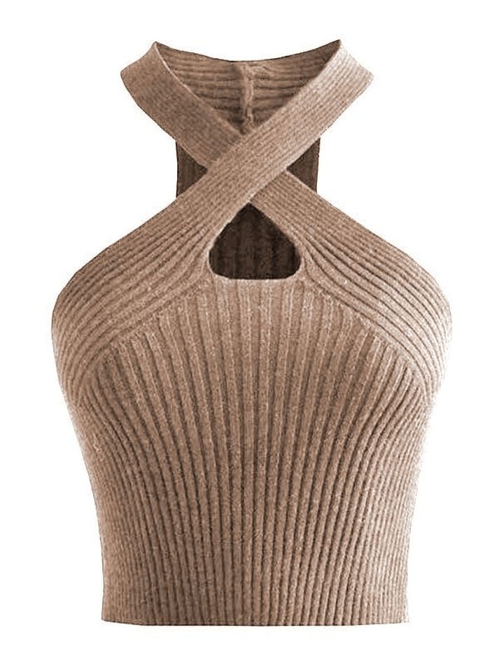 Cross Over Crop Knit Tank Top sold by Streetwear Society product image thumbnail 5