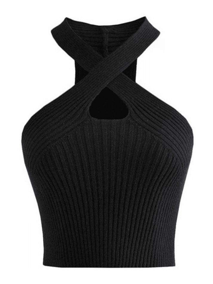 Cross Over Crop Knit Tank Top sold by Streetwear Society product image thumbnail 2