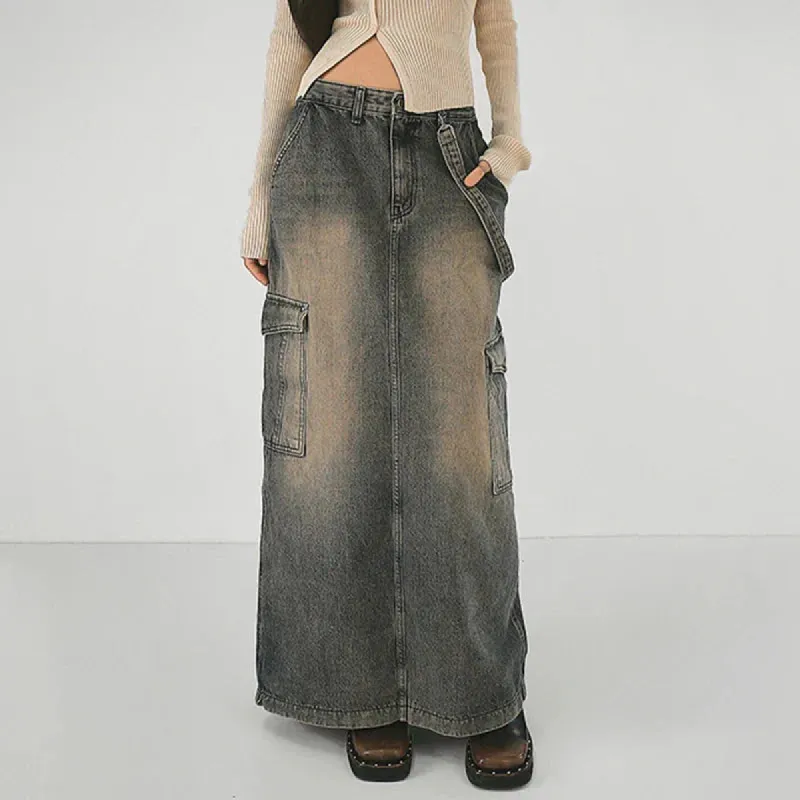 Y2K Side Strap Cargo Maxi Skirt sold by Streetwear Society