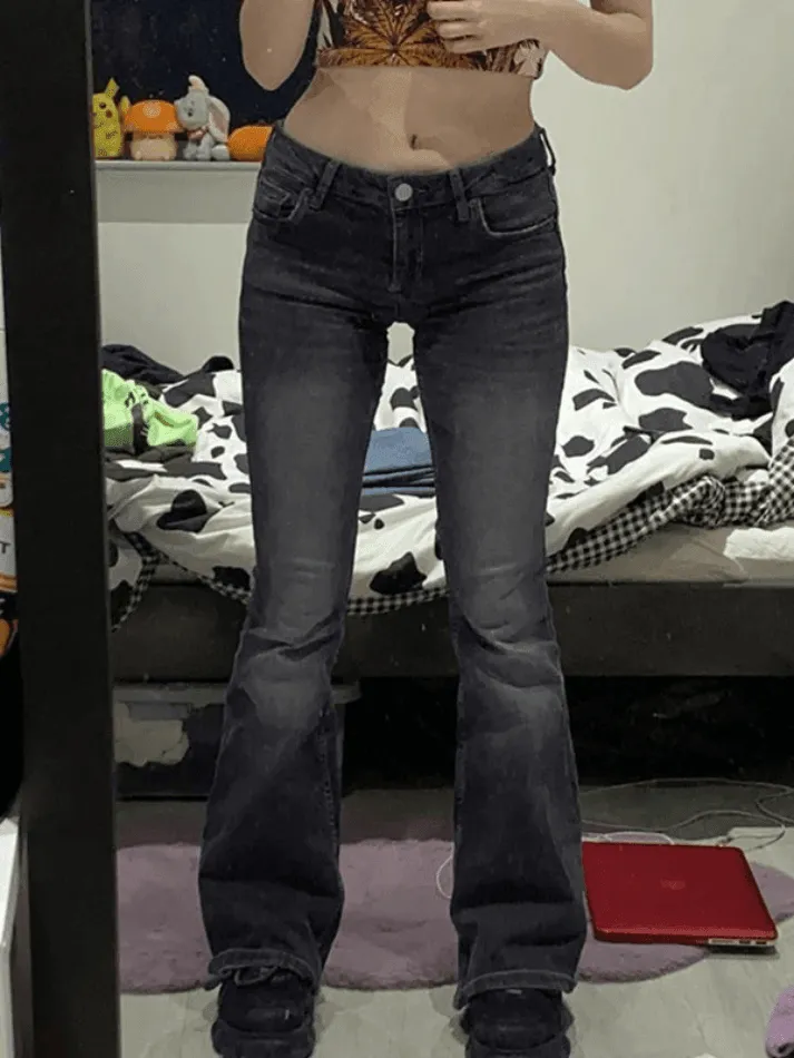 Y2K Washed Denim Flare Jeans sold by Streetwear Society product image thumbnail 3