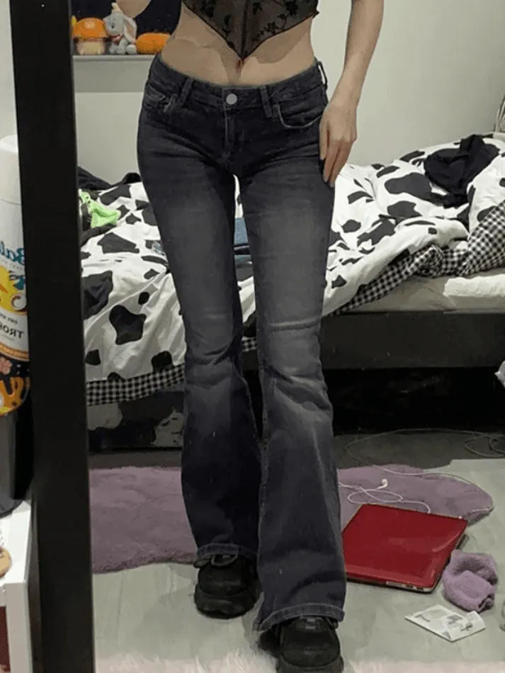 Y2K Washed Denim Flare Jeans sold by Streetwear Society product image thumbnail 4