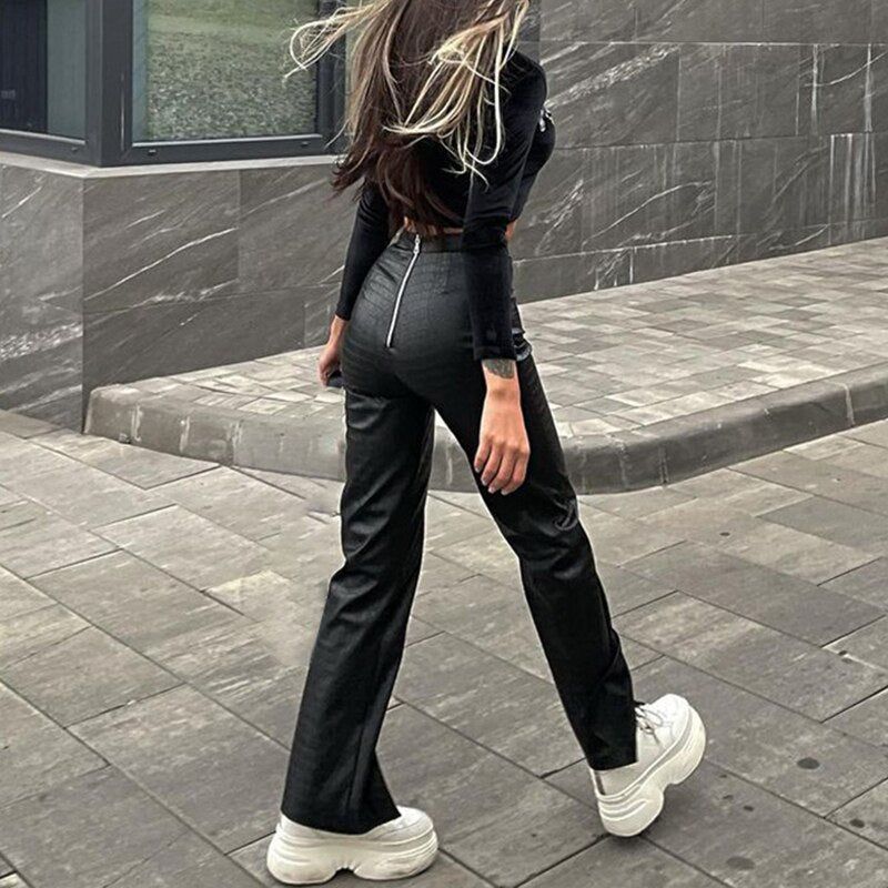 Pu Leather Split Hem Pants sold by Streetwear Society product image thumbnail 3