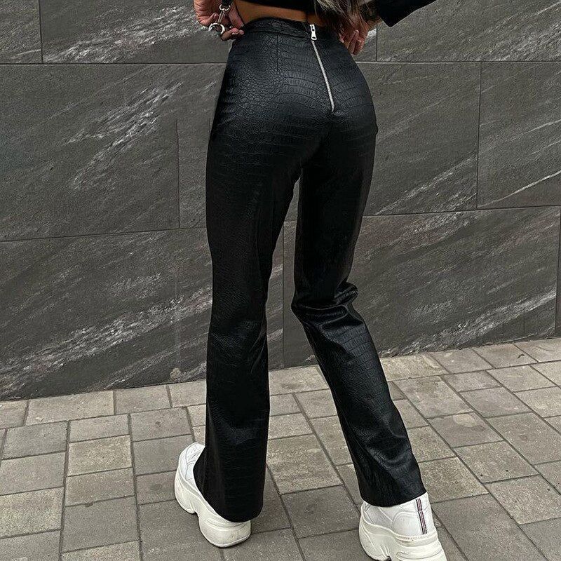 Pu Leather Split Hem Pants sold by Streetwear Society product image thumbnail 4