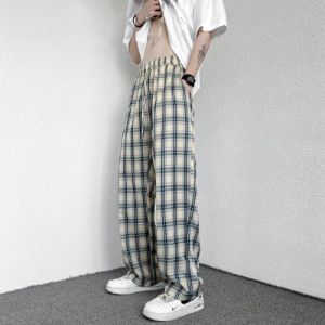 Wide Leg Plaid Pants sold by Streetwear Society