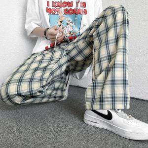 Wide Leg Plaid Pants sold by Streetwear Society