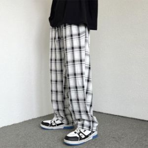 Wide Leg Plaid Pants sold by Streetwear Society