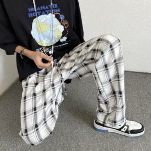 Wide Leg Plaid Pants sold by Streetwear Society