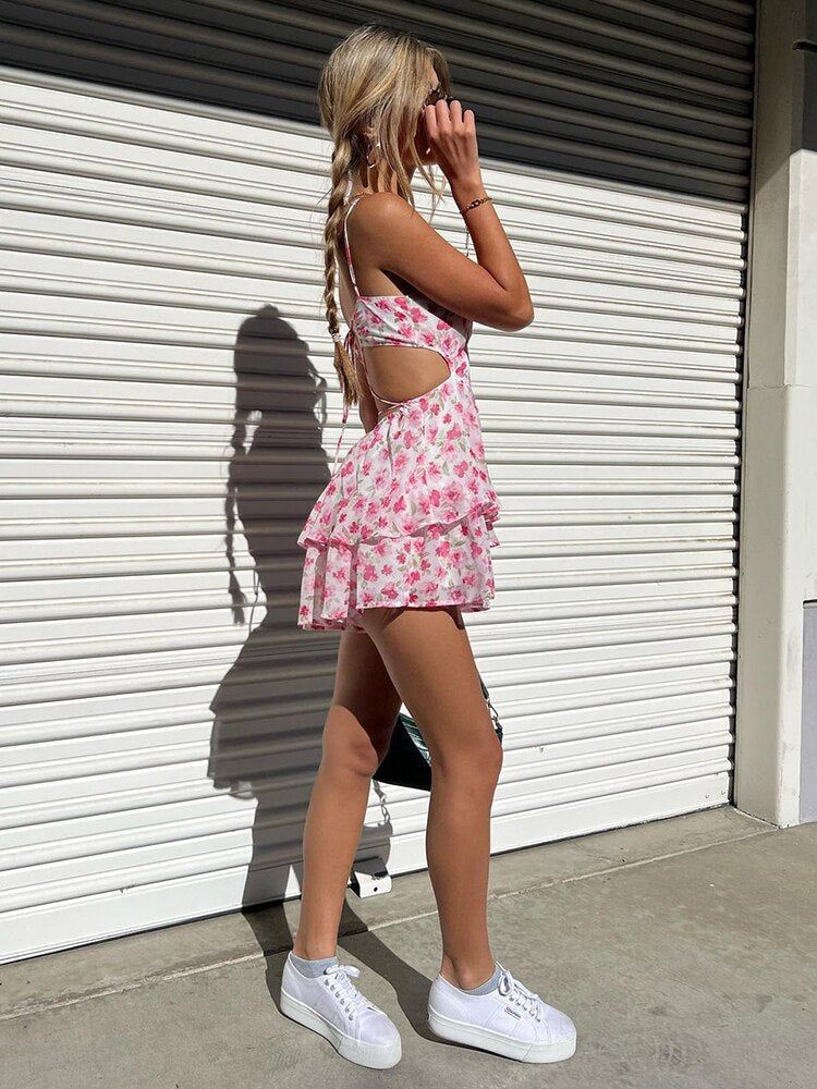 Chiffon Pleated Floral Dress sold by Streetwear Society product image thumbnail 3