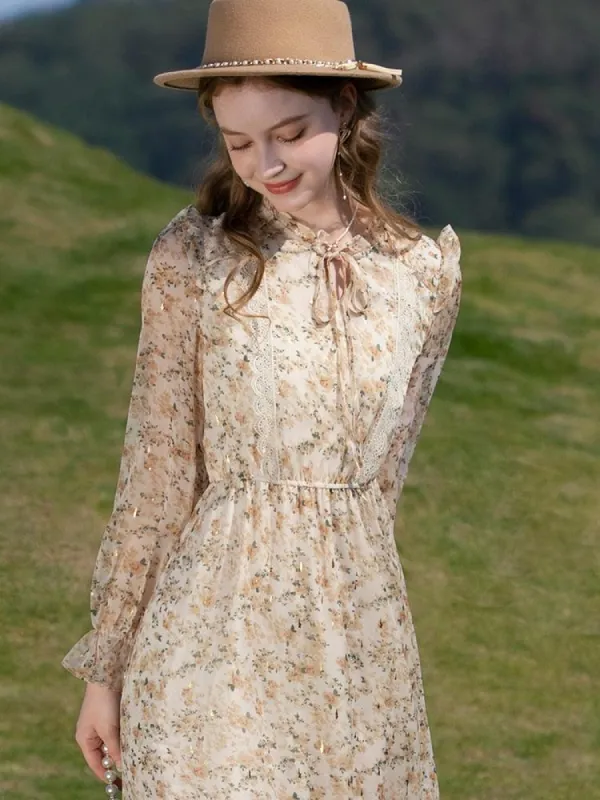 Cottagecore Lace Detailed Floral Midi Dress sold by Streetwear Society