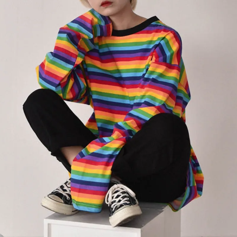 Rainbow Extra Long Sleeve Tee sold by Streetwear Society