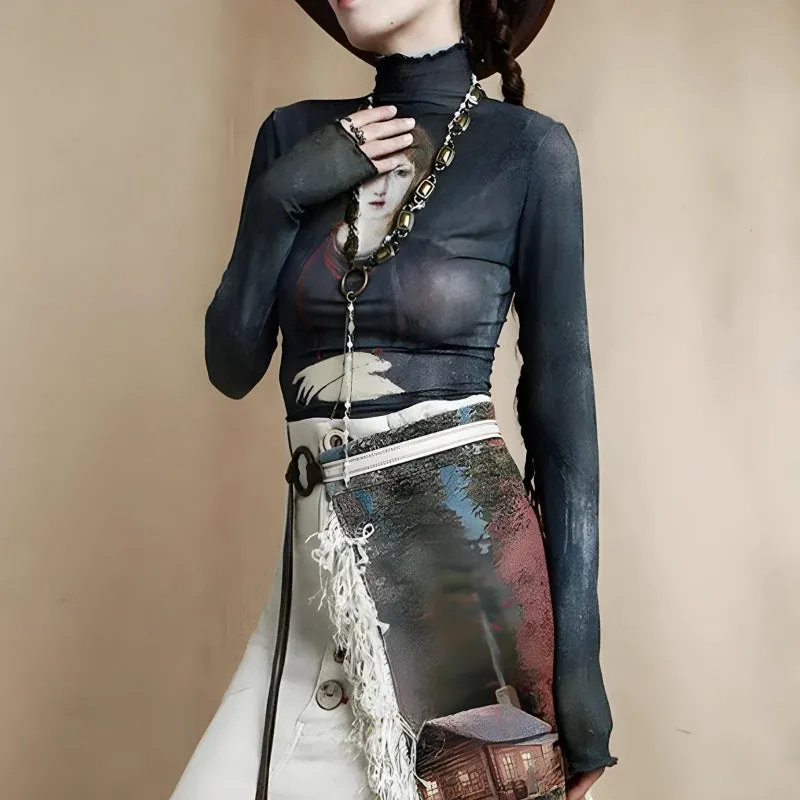 Goth Dark Female Figure Mesh Top sold by Streetwear Society product image thumbnail 3