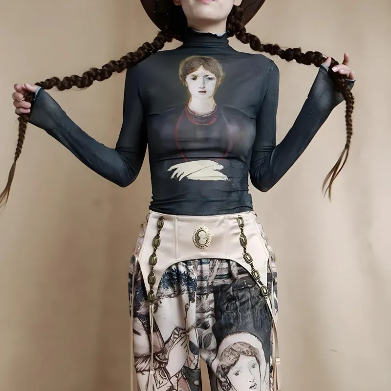 Goth Dark Female Figure Mesh Top sold by Streetwear Society product image thumbnail 4