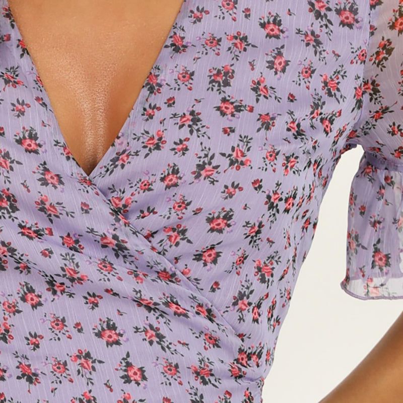 Floral Print Wrap Chiffon Mini Dress sold by Streetwear Society product image thumbnail 12