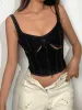 Stitched Detail Cutout Denim Cropped Tank Top sold by Streetwear Society