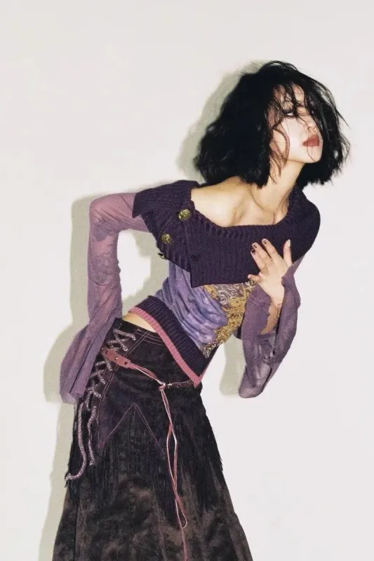 Fairy Grunge Off Shoulder Mesh Top sold by Streetwear Society