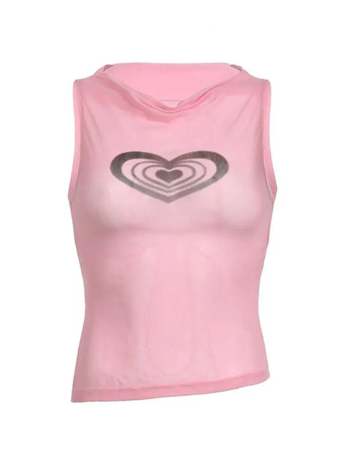 Heart Print See Through Tank Top sold by Streetwear Society product image thumbnail 5