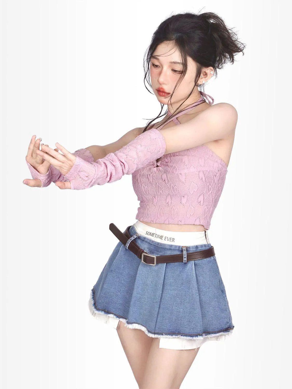 Y2K Fake Two Piece Pleated Mini Skirt sold by Streetwear Society product image thumbnail 3