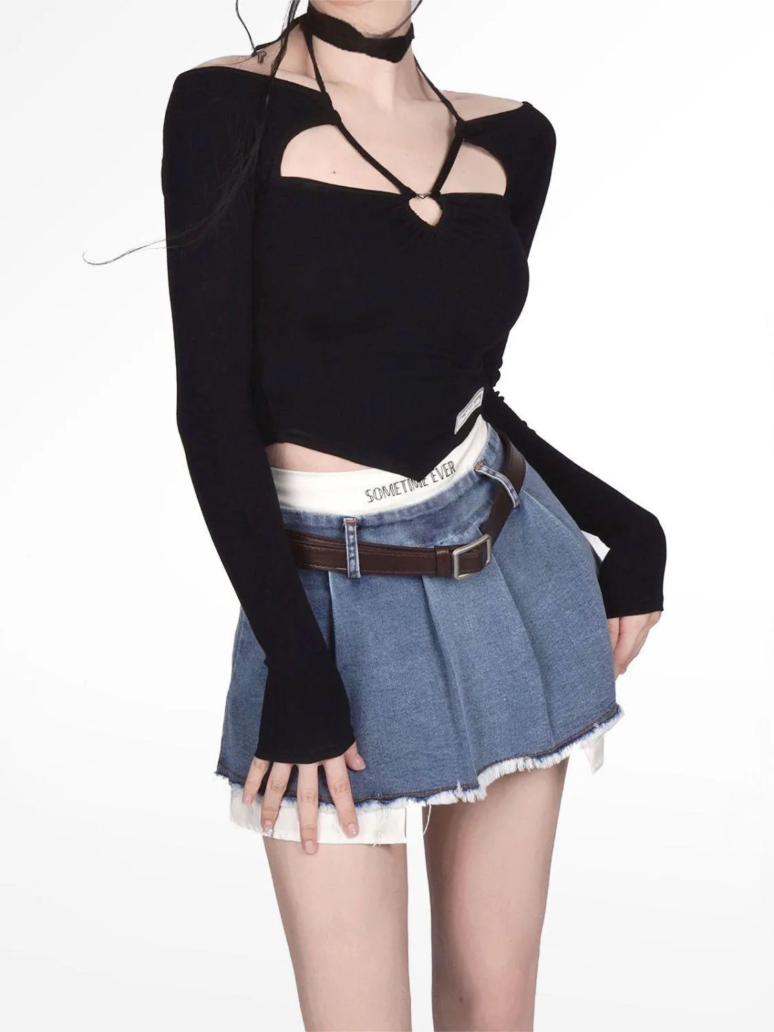 Y2K Fake Two Piece Pleated Mini Skirt sold by Streetwear Society product image thumbnail 5