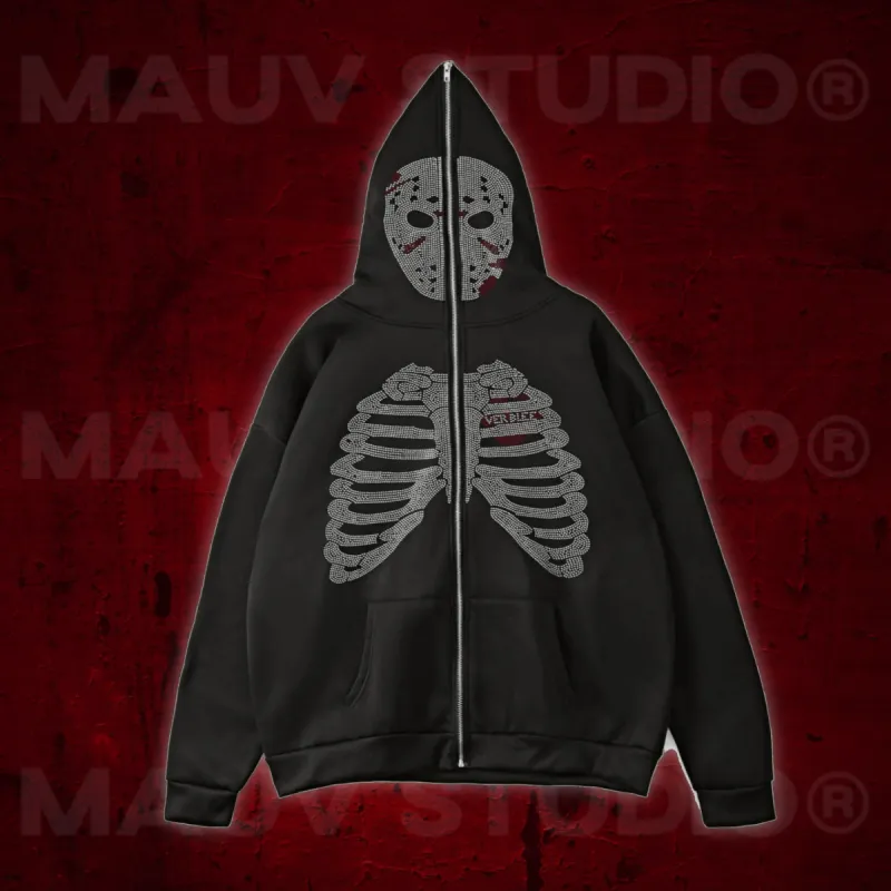Y2K Skeleton Rhinestone Hoodie sold by Streetwear Society