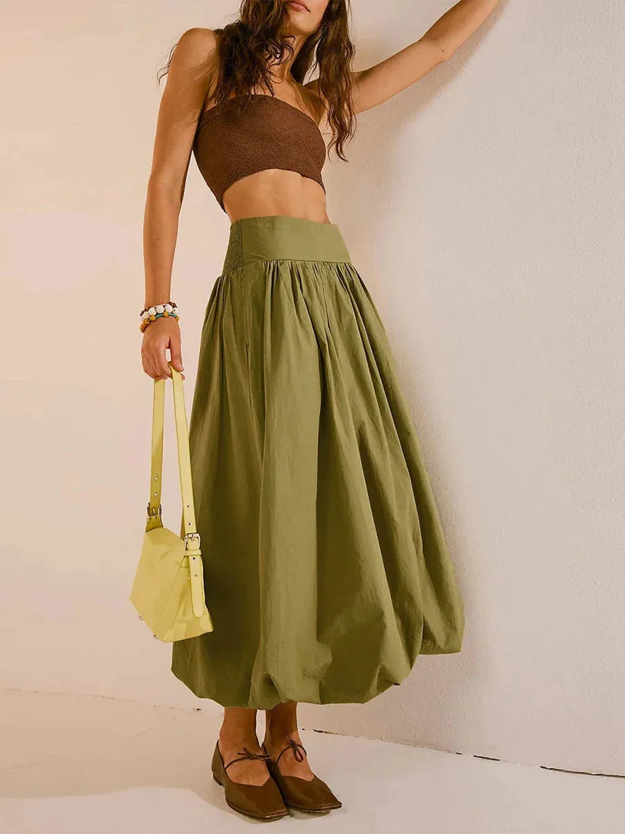 Ruched Bubble Hem Midi Skirt sold by Streetwear Society product image thumbnail 3