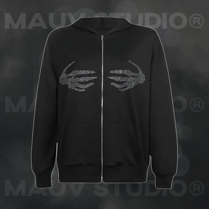 Y2K Skeleton Hands Hoodie sold by Streetwear Society
