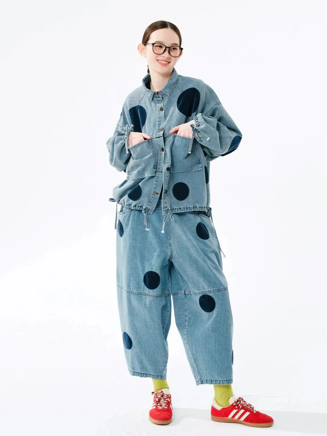Polka Dot Button Up Denim Jacket sold by Streetwear Society product image thumbnail 3