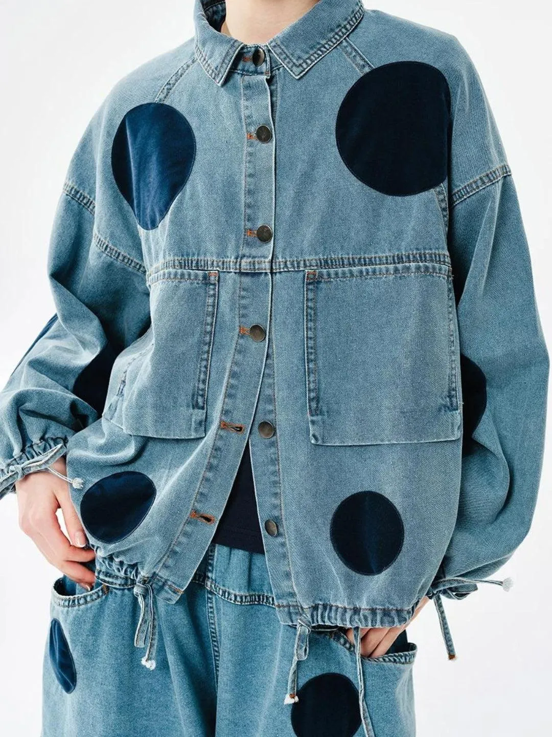 Polka Dot Button Up Denim Jacket sold by Streetwear Society product image thumbnail 4