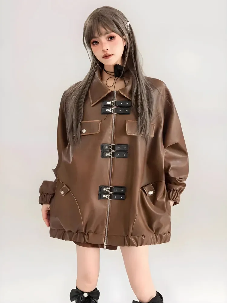 Faux Leather Oversized Jacket sold by Streetwear Society product image thumbnail 3