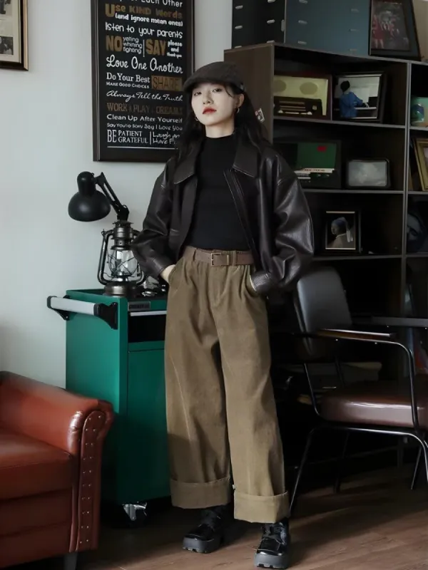 Brown Faux Leather Jacket sold by Streetwear Society