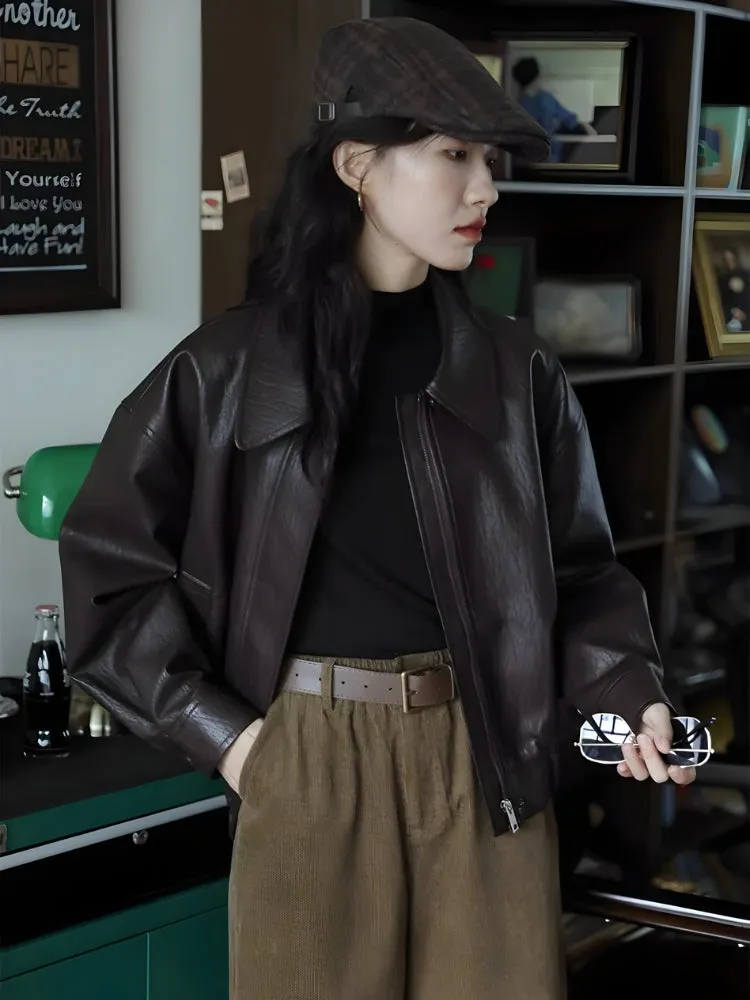 Brown Faux Leather Jacket sold by Streetwear Society product image thumbnail 3