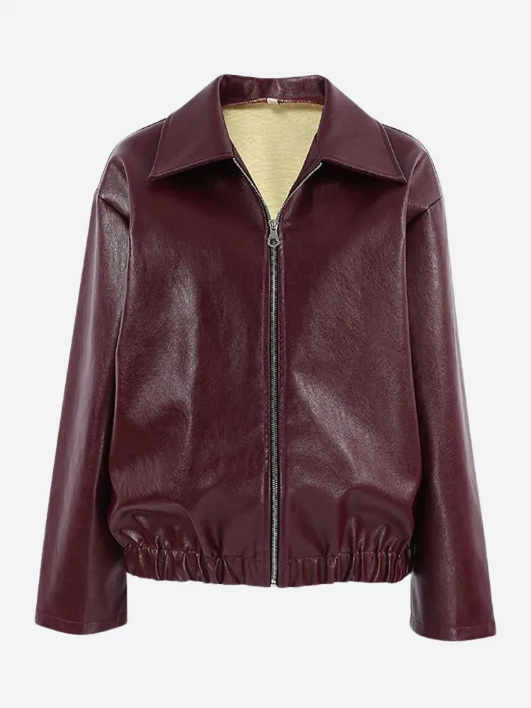 Faux Leather Burgundy Jacket sold by Streetwear Society product image thumbnail 4
