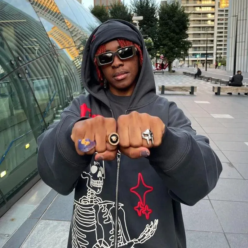 Skeleton Zip-Up Hoodie sold by Streetwear Society product image thumbnail 3