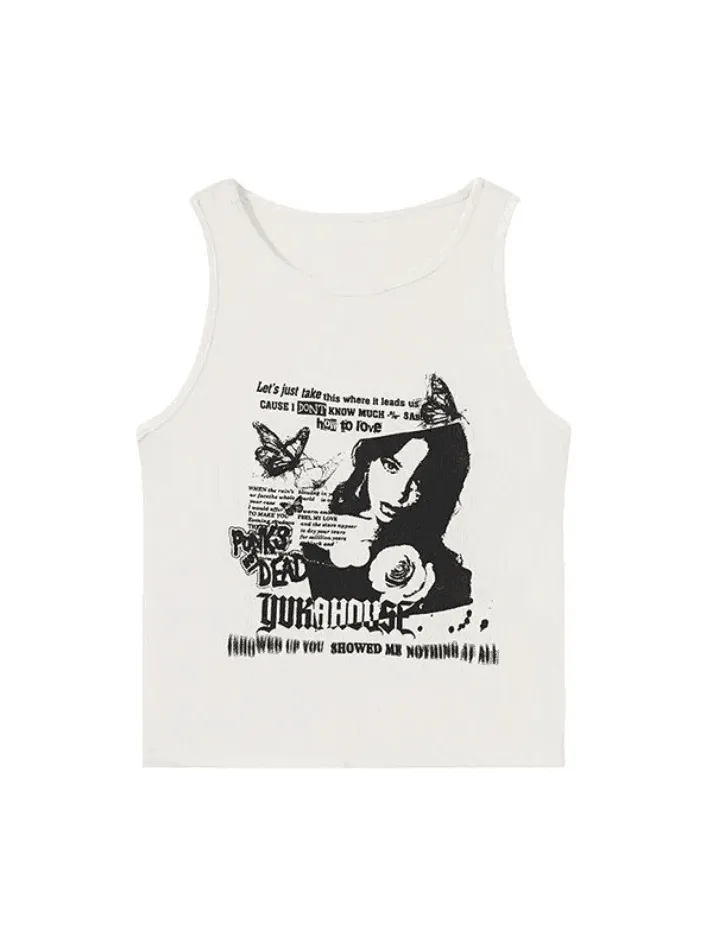 Gothic Punk Printed Rib Crop Tank Top sold by Streetwear Society product image thumbnail 3
