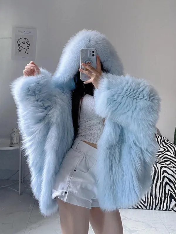 Faux Fur Hooded Jacket sold by Streetwear Society
