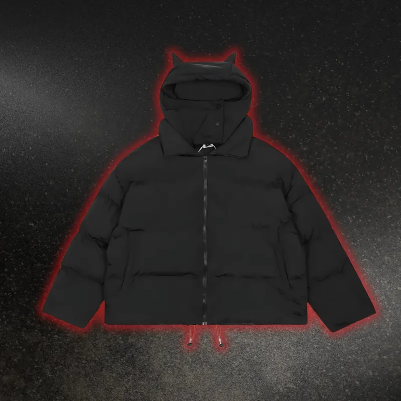 Horned Hooded Puffer Jacket sold by Streetwear Society