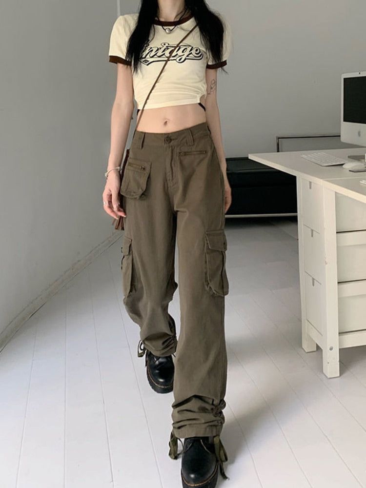 Cargo jeans with buttons and front pocket sold by Streetwear Society