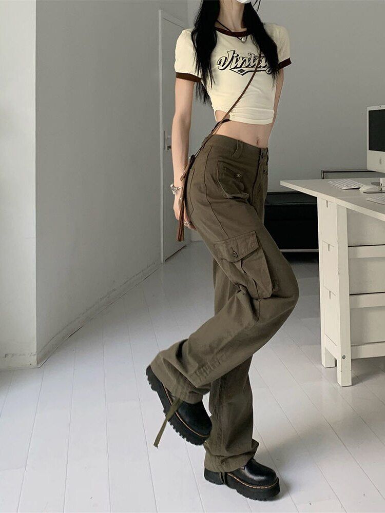 Cargo jeans with buttons and front pocket sold by Streetwear Society product image thumbnail 4