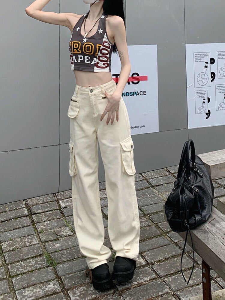 Cargo jeans with buttons and front pocket sold by Streetwear Society product image thumbnail 10