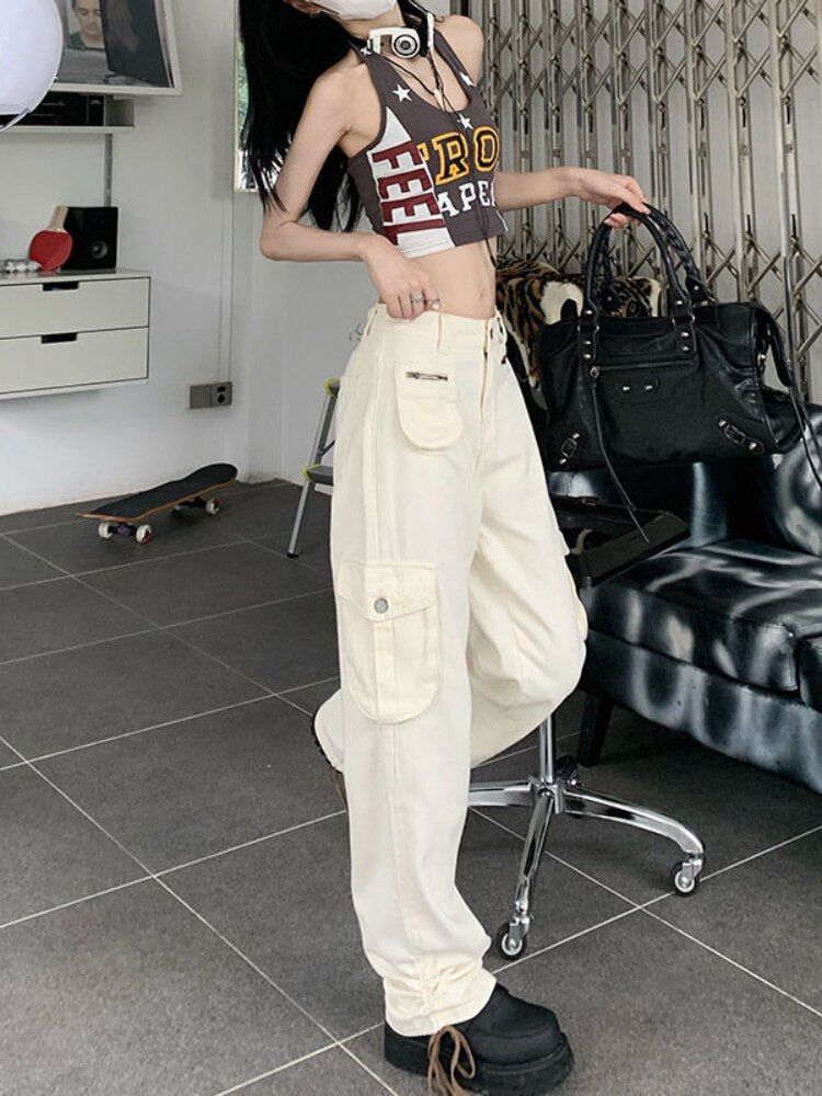 Cargo jeans with buttons and front pocket sold by Streetwear Society product image thumbnail 9