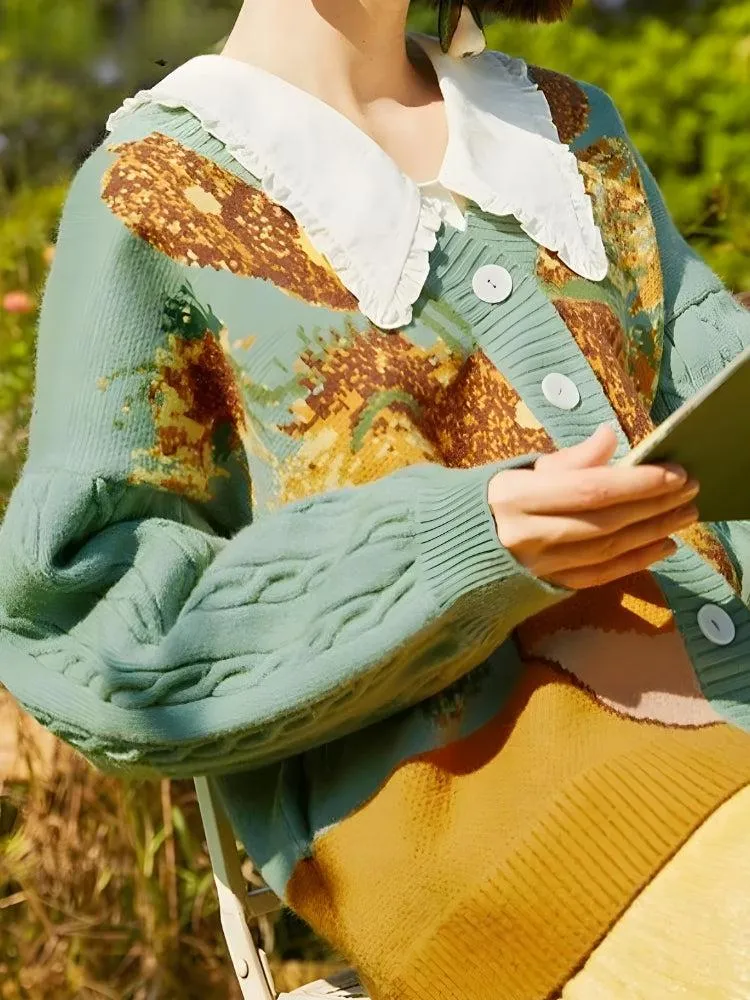 Van Gogh Sunflowers Cardigan sold by Streetwear Society product image thumbnail 2