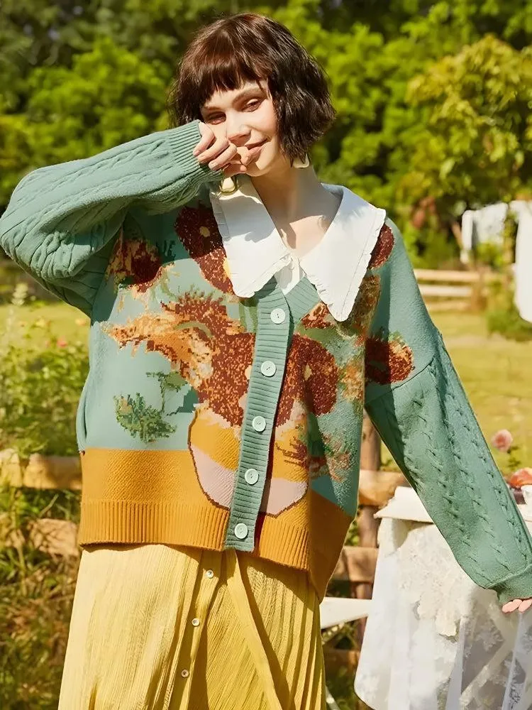 Van Gogh Sunflowers Cardigan sold by Streetwear Society product image thumbnail 4